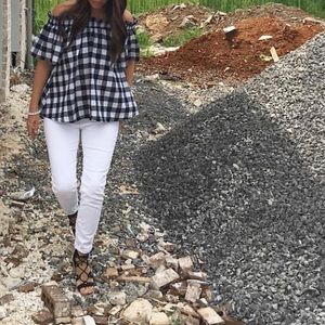 Like New Off The Shoulder Big Gingham Top